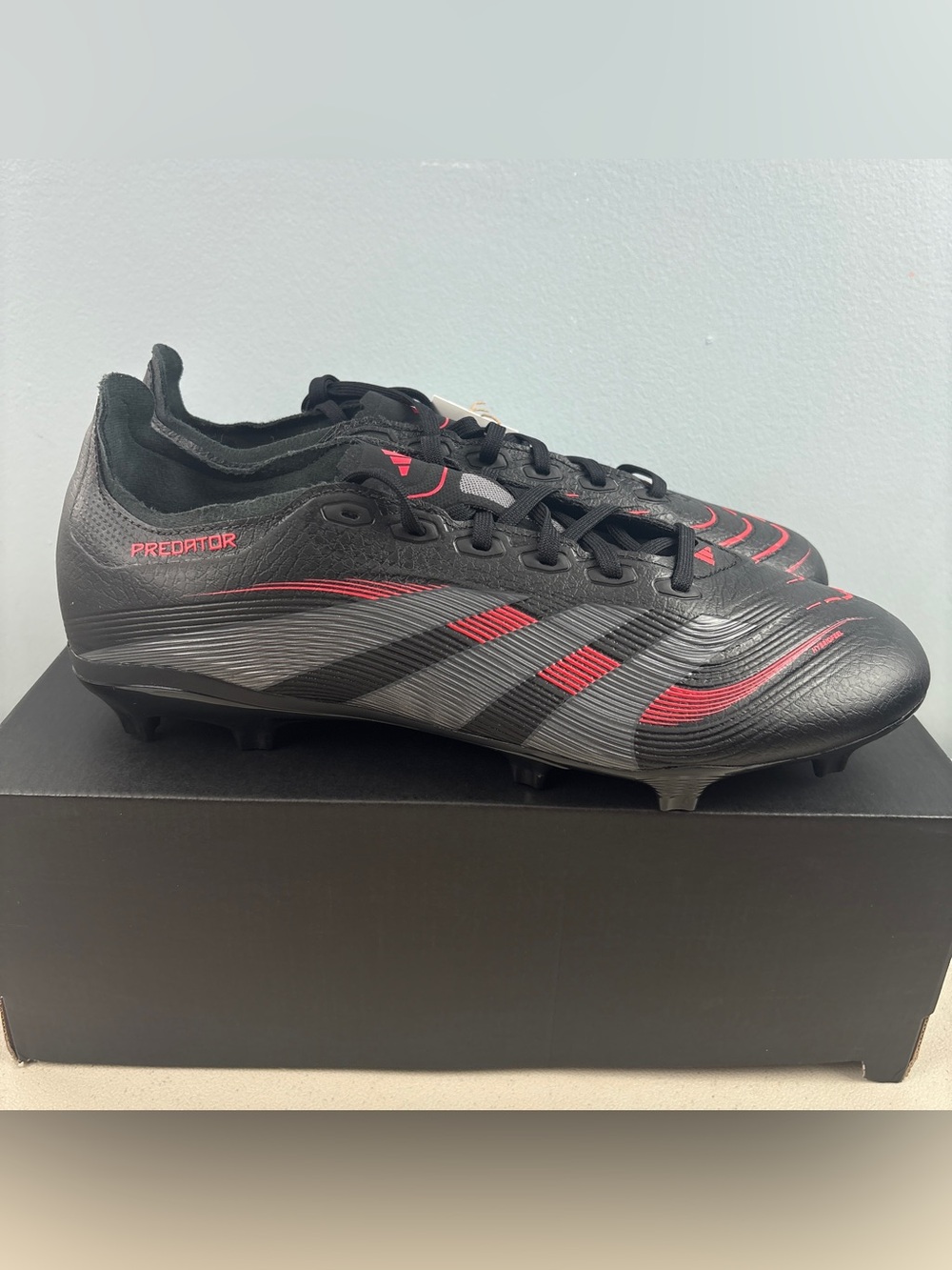 Adidas Predator League Soccer Cleats Black Red FG MG ID1328 Men’s Sz 10
